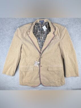Kangol Men Corduroy Sports Coat Blazer Jacket Size XXL Tan Beige Y2K Academia
